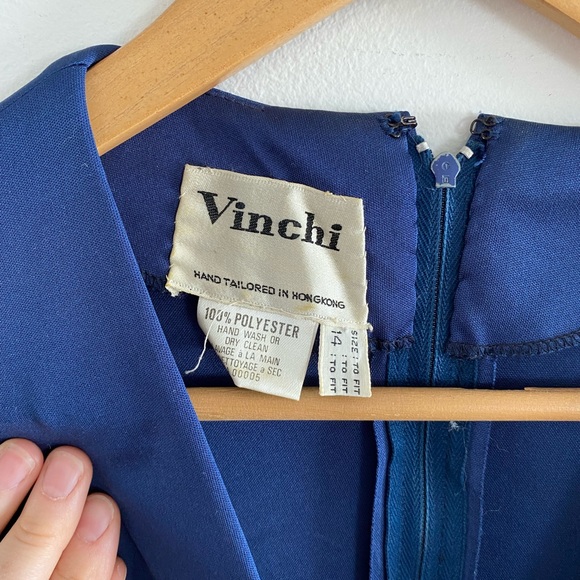 80s/90s Vintage deep blue maxi dress made in Hong Kong - S-M - Picture 5 of 7